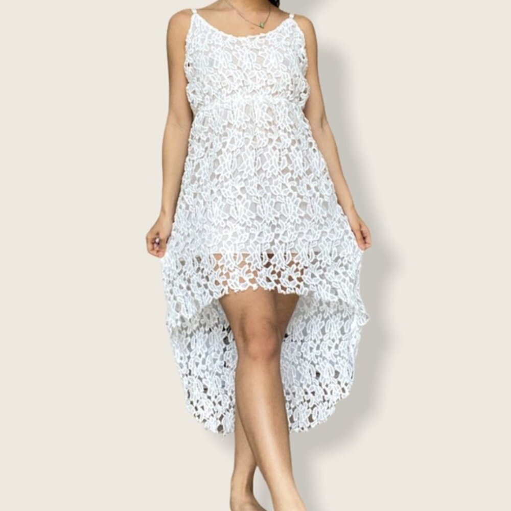 White Floral High Low Dress